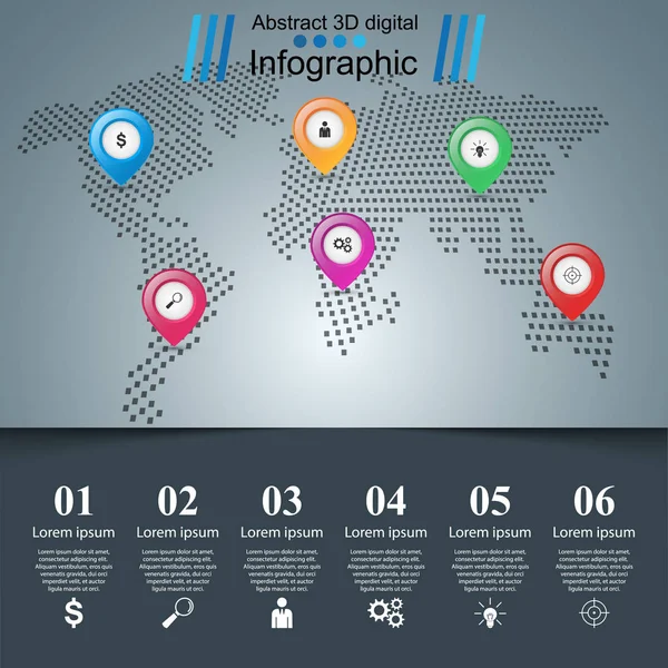 Szablon projektu infografikę Road i pin, mapy ikony. — Wektor stockowy