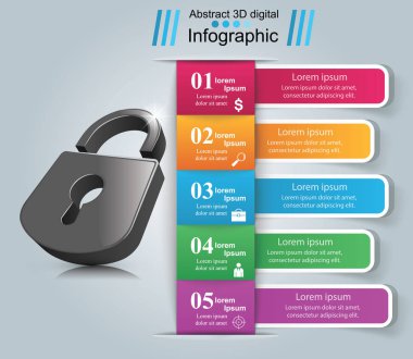 Infographic illüstrasyon. Kilit simgesi.