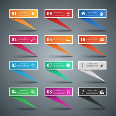 Infographic tasarım. 10 bileşen listesi.