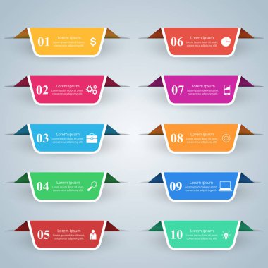 Infographic tasarım. 10 bileşen listesi.