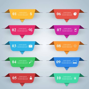 Infographic tasarım. 10 bileşen listesi.