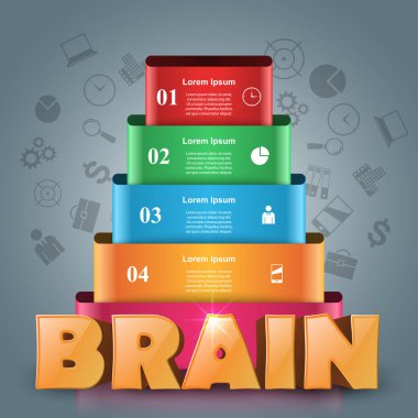Beyin Infographic ve iş simgesi.
