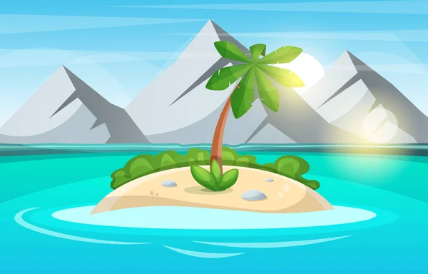 Острівна карикатура. Море і сонце . — стоковий вектор
