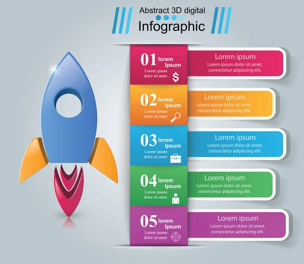 Icono de cohete. Ilustración abstracta Infografía . — Vector de stock