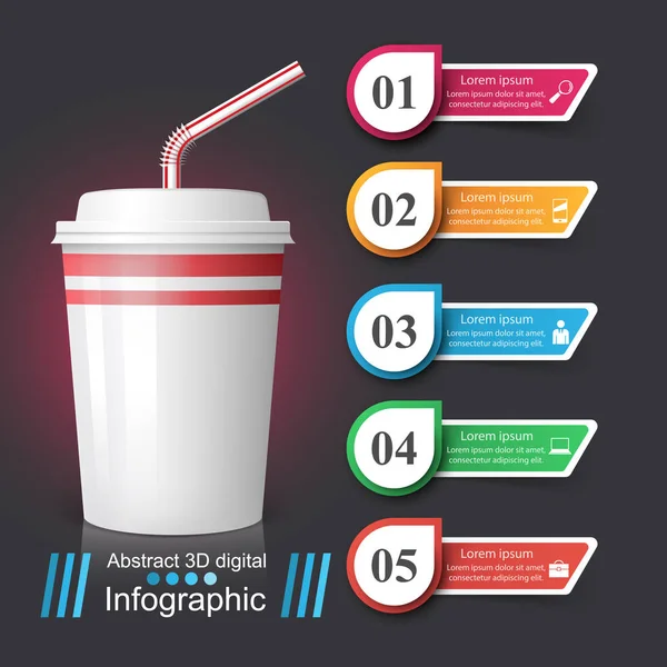 Icono de copa. Café y té Infografías . — Vector de stock