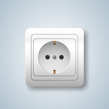 Gri arka plan üzerinde beyaz soket simgesi.