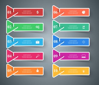 Infographic tasarım. 10 bileşen listesi.