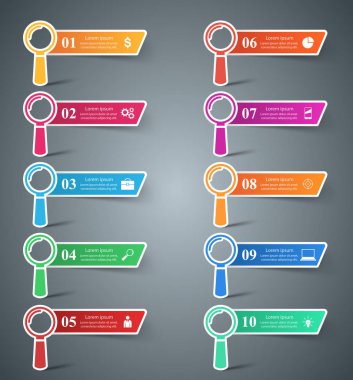 10 Büyüteç Infographic ayarla.