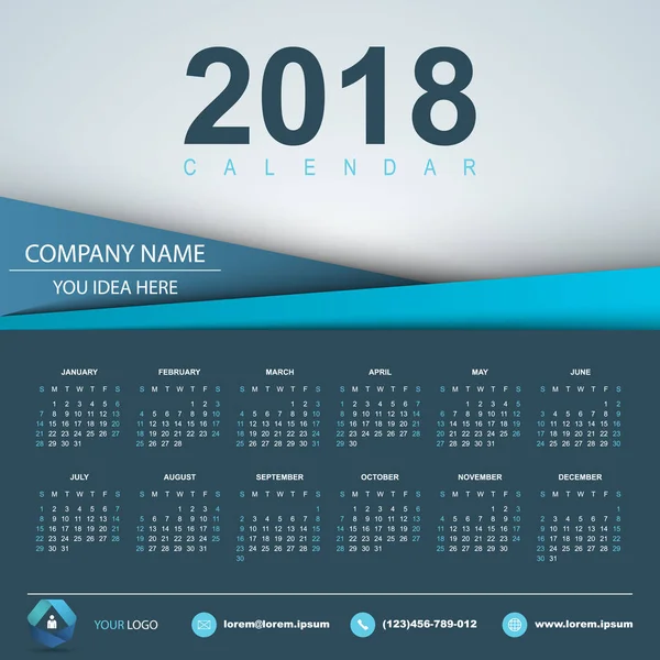 Календар на 2018 рік . — стоковий вектор