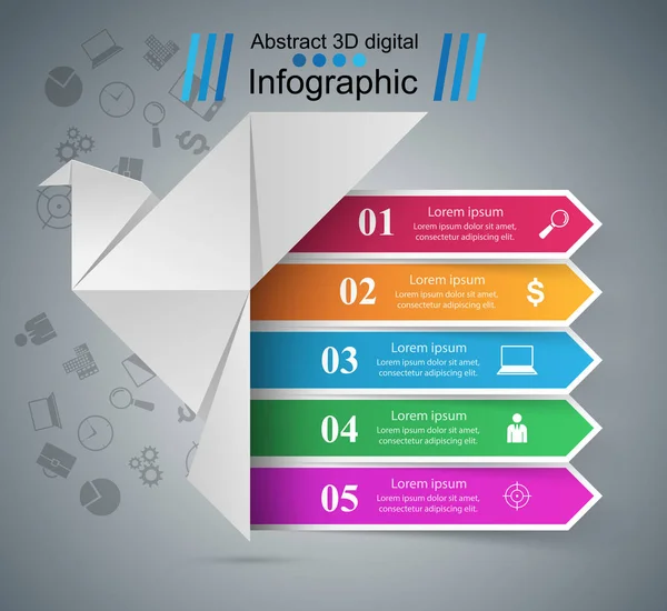 Голубь Оригами - бизнес-инфографика . — стоковый вектор