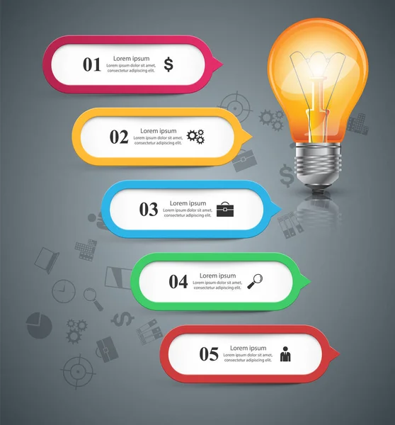 Infographic ontwerp. Lamp, lichte pictogram. — Stockvector