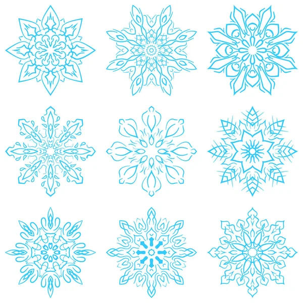 Четыре голубых снежинки . — стоковый вектор