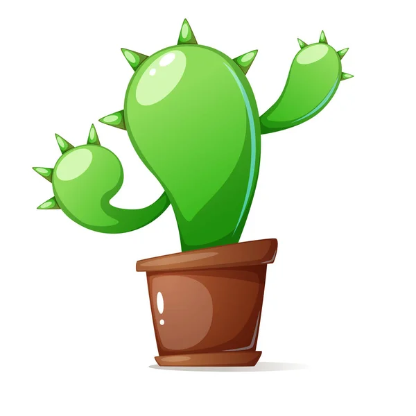 Pot, cactus vert - illustration de dessin animé . — Image vectorielle