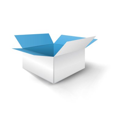 Kağıt mavi kutu gölge ile.