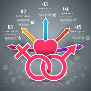 İş Infographics. Erkek ve kadın simgesi.