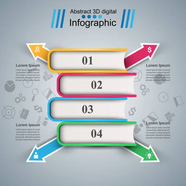 Libro de papel - infografía empresarial . — Vector de stock