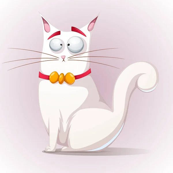 Mignon, chat drôle avec arc . — Image vectorielle