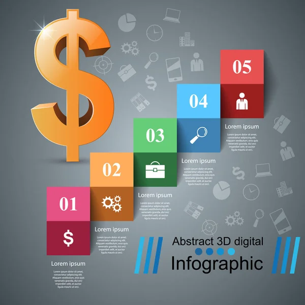 Business Infographics. Dólar, icono de dinero . — Archivo Imágenes Vectoriales