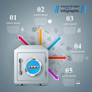 Güvenli, anahtar, kilit simgesi. İş Infographic.