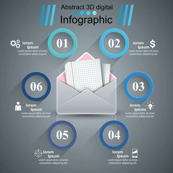 Φάκελος, αλληλογραφία, μήνυμα ηλεκτρονικού ταχυδρομείου - επαγγελματίες infographic. — Διανυσματικό Αρχείο
