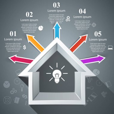 House soyut 3d simgesi. İş Infographic.