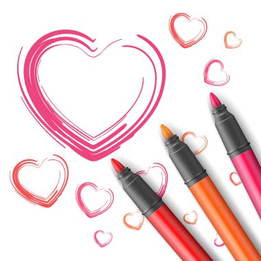 Bir marker çizilen Kalpler.