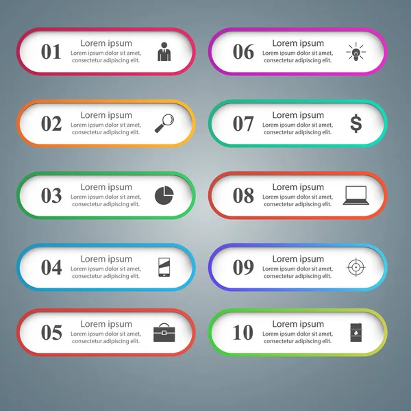 Infographic design. List of 10 items. — Stock Vector