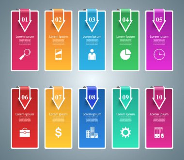 Infographic tasarım. 10 bileşen listesi.