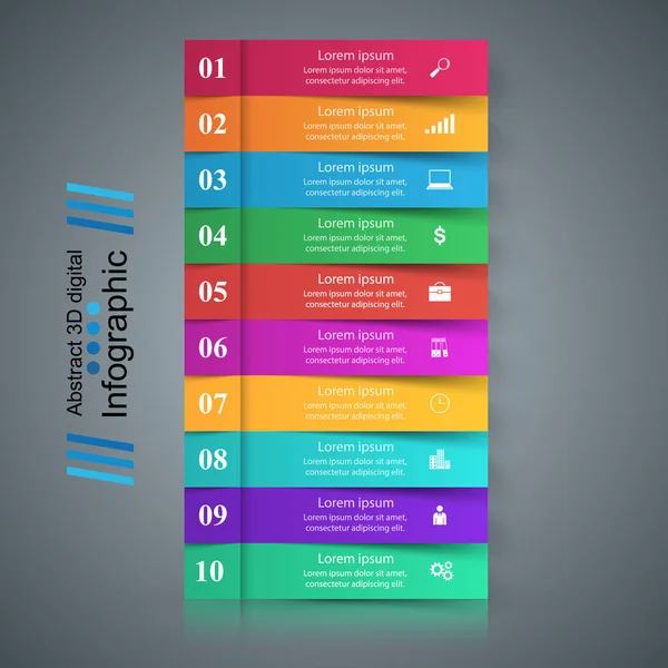 Infographic ontwerp. Lijst van 10 items. — Stockvector