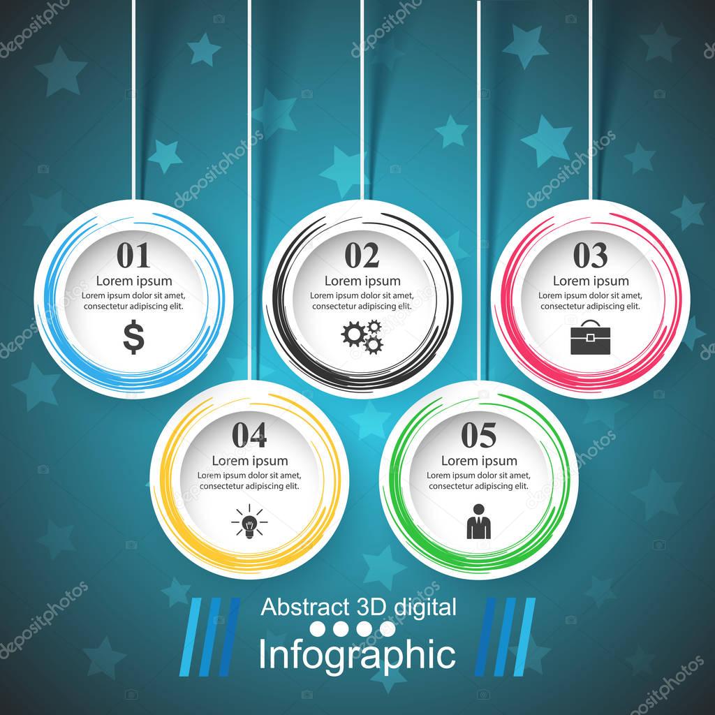 Five color paper infographic.