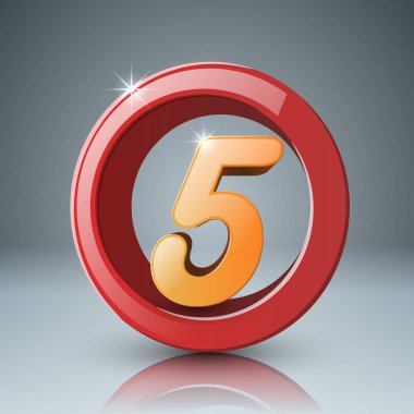 Beş, 3d daire simgesi.