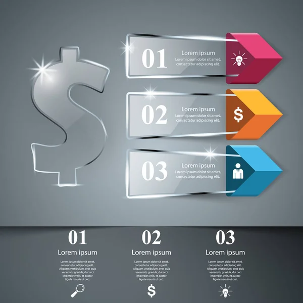 Biznesu infografiki. Dolar, ikona pieniądze. — Wektor stockowy