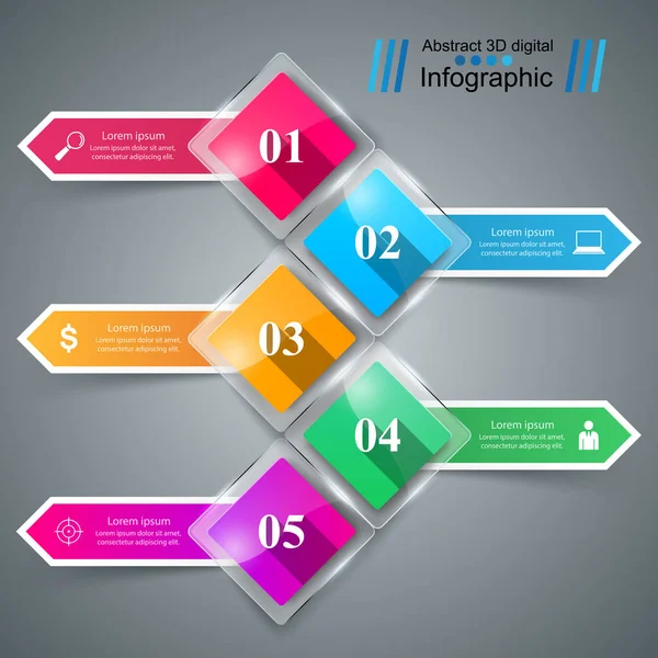 Business Infographics glass  style Vector illustration. — Stock Vector
