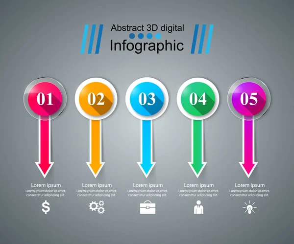 Ilustración digital de vidrio 3D Infografía . — Vector de stock