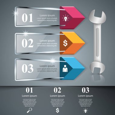 İngiliz anahtarı, vida, onarım simgesi. İş Infographic.