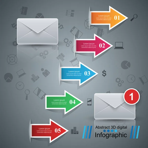 Ikona wiadomości e-mail i poczty. Abstrakcja 3d Infografika. — Wektor stockowy