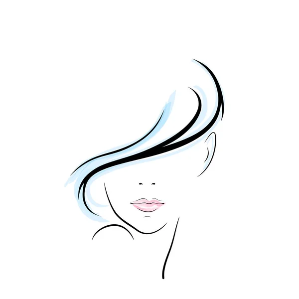 Girl head illustration. Eye, ear, hair, lips, neck — Stock Vector