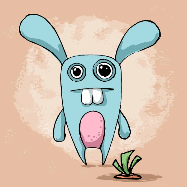Crazy, fanny, cute rabbit character illustration. — Stock Vector