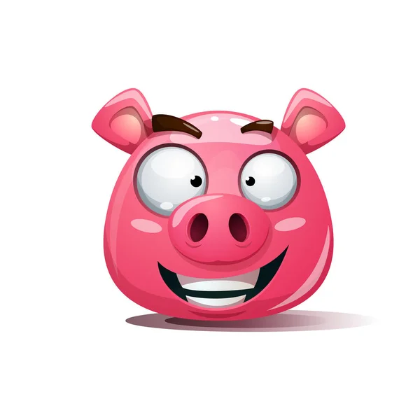 Lustige, süße, verrückte Schwein-Smileys. Symbol für 2019. — Stockvektor