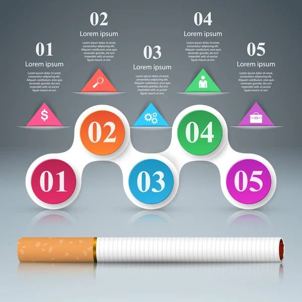 Škodlivé cigarety, viper, kouře, business infografiky. — Stockový vektor