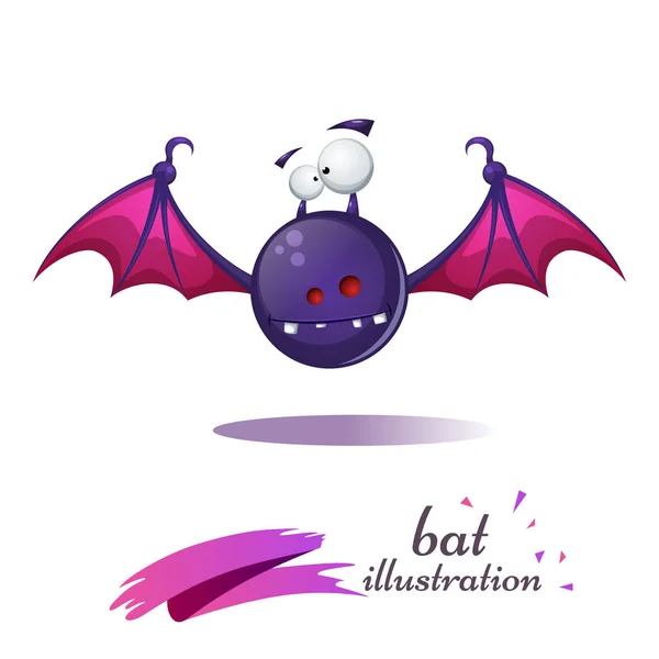 Funny, cute, crazy cartoon bat. Fear and horror illustration. — Stock Vector