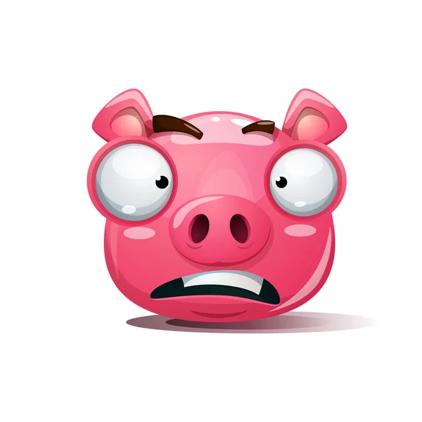 Funny, cute, crazy pig smiley. Symbol of 2019. — Stock Vector