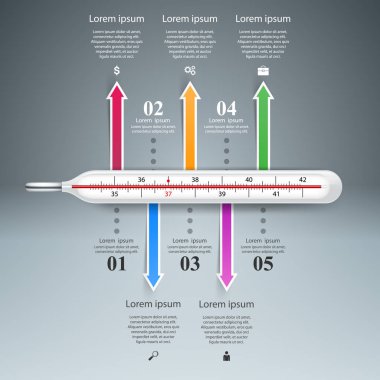 Termometre iş infographics. Sağlık simgesi.