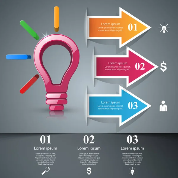 Infographic design. Bulb, Light icon. — Stock Vector