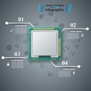 Bilgisayar çipi. İş Infographic.