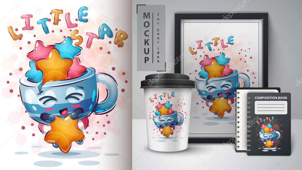 Cup with star poster and merchandising