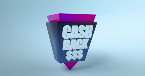 Ícone de dinheiro 3D de volta isolado no fundo cinza. cashback ou etiqueta de reembolso de dinheiro — Vídeo de Stock