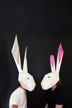 Mutlu easters tavşan çift maskeler