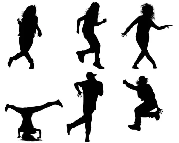 Шесть танцующих подростков — стоковый вектор