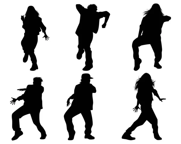 Six dancing teenagers — Stock Vector